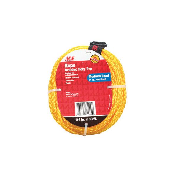 Ace 1/4 in. D X 50 ft. L Gold Braided Poly Rope 1 Each 71222