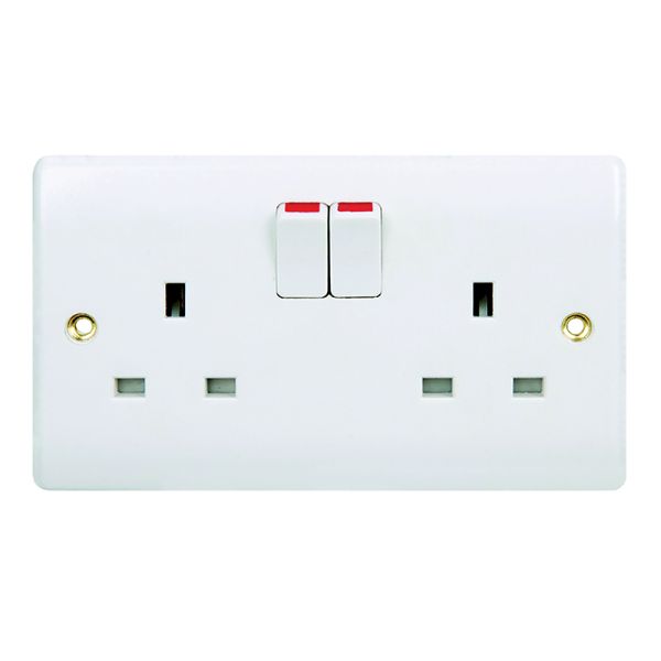 2 Gang Switched Socket Outlet Flatplate White 1 Each CXE7025